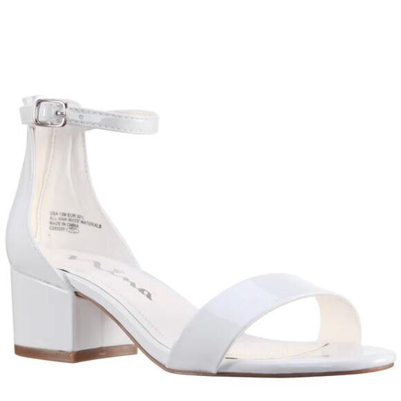NINA HIDI BLOCK HEEL OPEN TOE MEMORY FOAM KITTEN HEELS IN WHITE‎ NWOB SIZE 6M - Picture 1 of 14